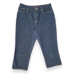 Lauren‎ Ralph Lauren Women 10 Jeans Cotton Blend Blue Wide Leg Crop